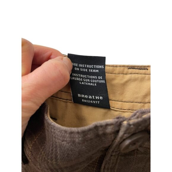 PrAna Mens Plaid Khaki Casual Shorts Size 34 - Picture 9 of 11